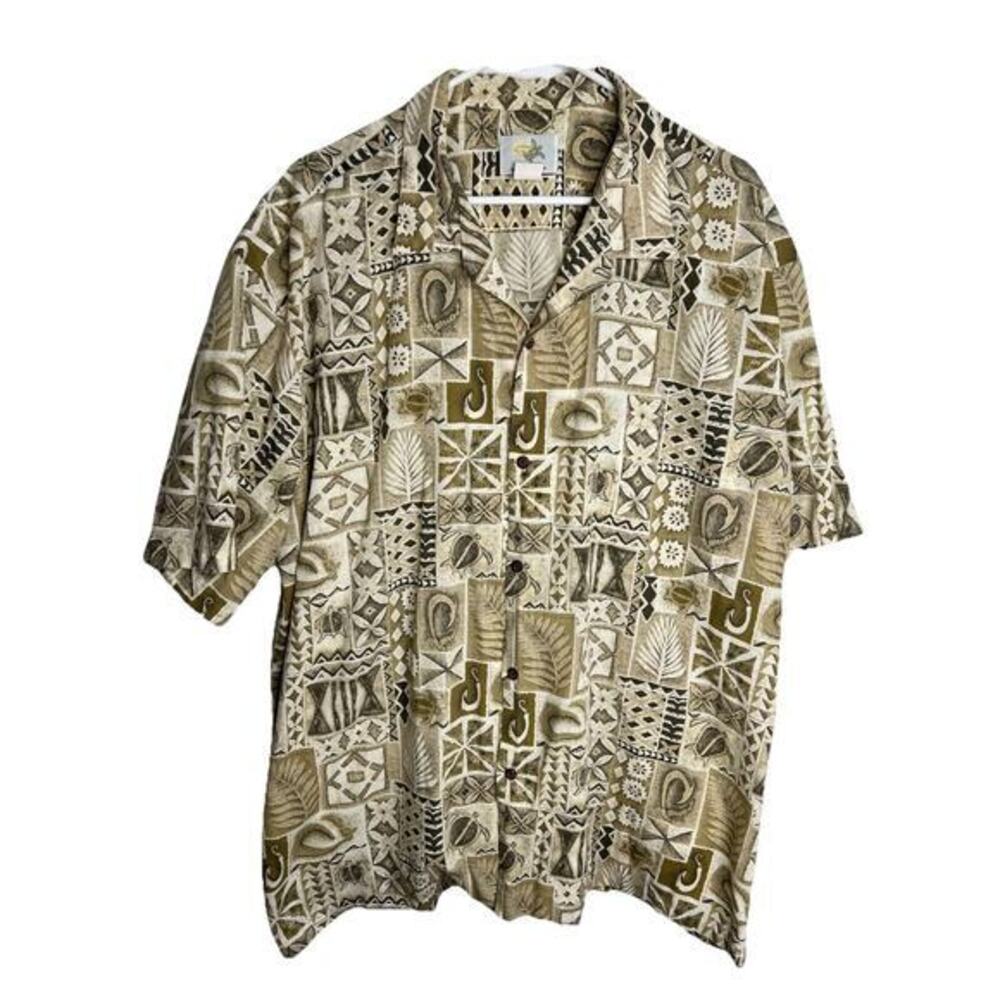 Vtg Ho Aloha Shirt Button Cotton Blend Short Sleeve Turtle Wave Men’s Size 2XL